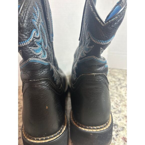 Ariat Fatbaby Black Blue Western Cowboy Boots Size 9.5 Mid Calf Embroidered - Picture 8 of 12